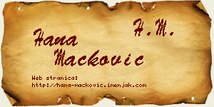 Hana Mačković vizit kartica